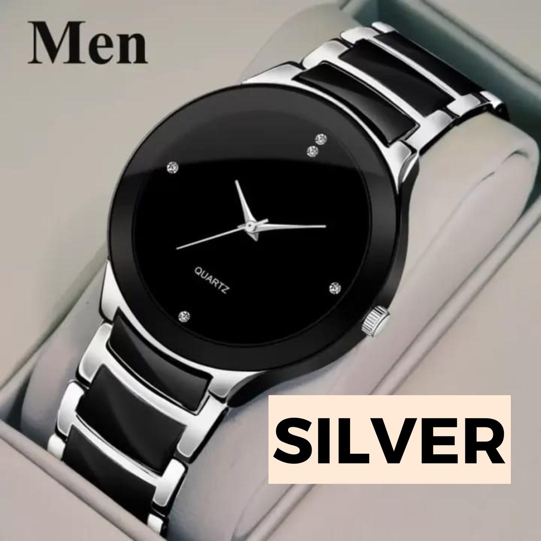 Men,s quartz chain strap watch 1pc water resistant with fold clasp