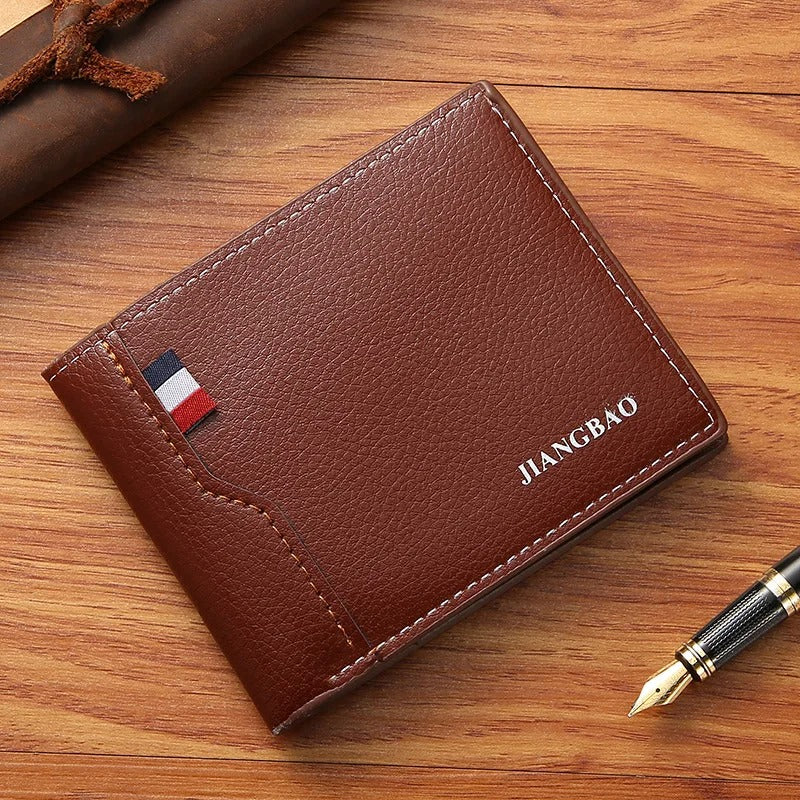 Men Short Bifold Faux Leather Masculina Billetera Credit ID Card Holder Wallet
