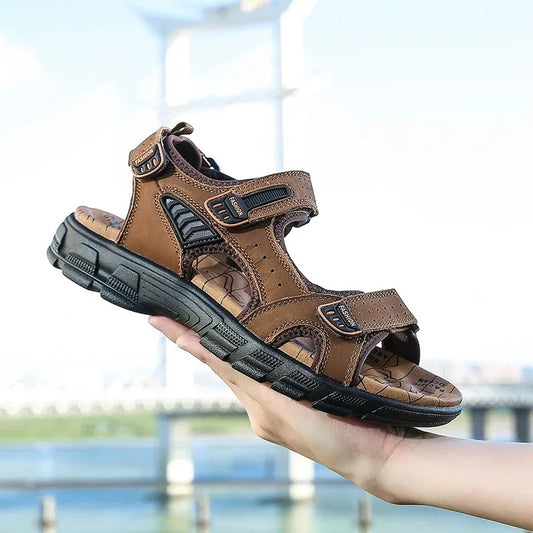 2024 New Genuine Leather Men's Sandals Summer Outdoor Non-slip