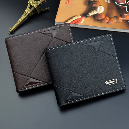 Men Short Bifold Faux Leather Masculina Billetera Credit ID Card Holder Wallet