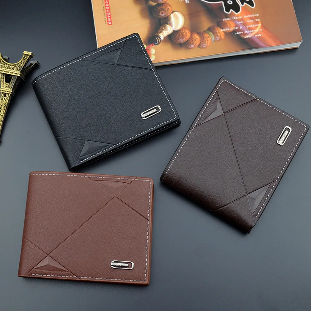 Men Short Bifold Faux Leather Masculina Billetera Credit ID Card Holder Wallet