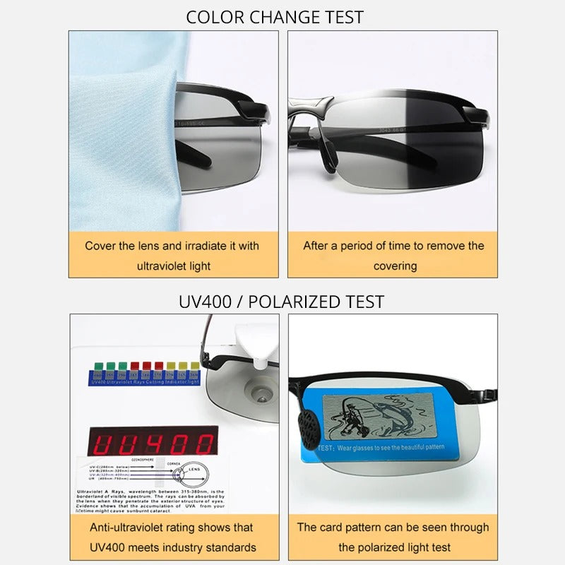 Vintage Photochromic Sunglasses Men Fashion