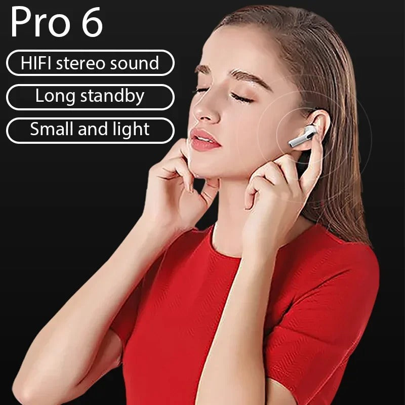 Pro 6 TWS Bluetooth Earphones for iPhone Wireless Bluetooth Headset
